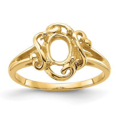 14k Polished Holds 7x5 Oval Gemstone Ring Mounting