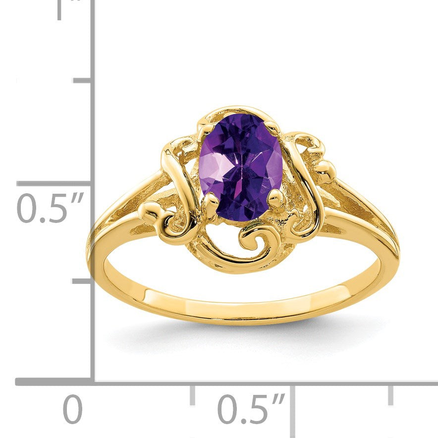 14k 7x5mm Oval Amethyst Ring