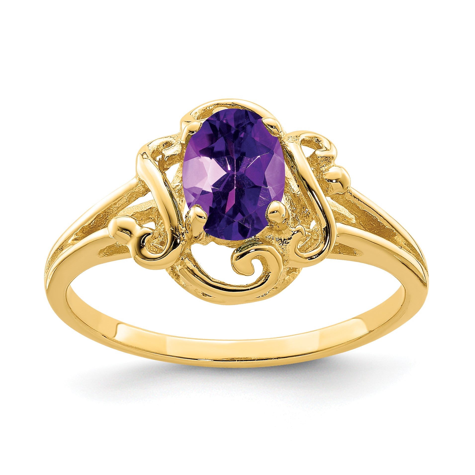14k 7x5mm Oval Amethyst Ring