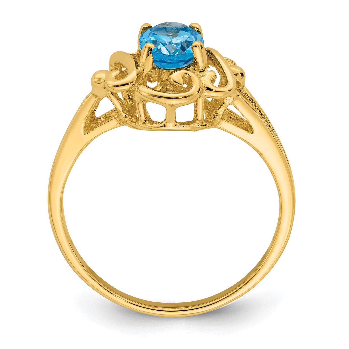 14k 7x5mm Oval Blue Topaz Ring