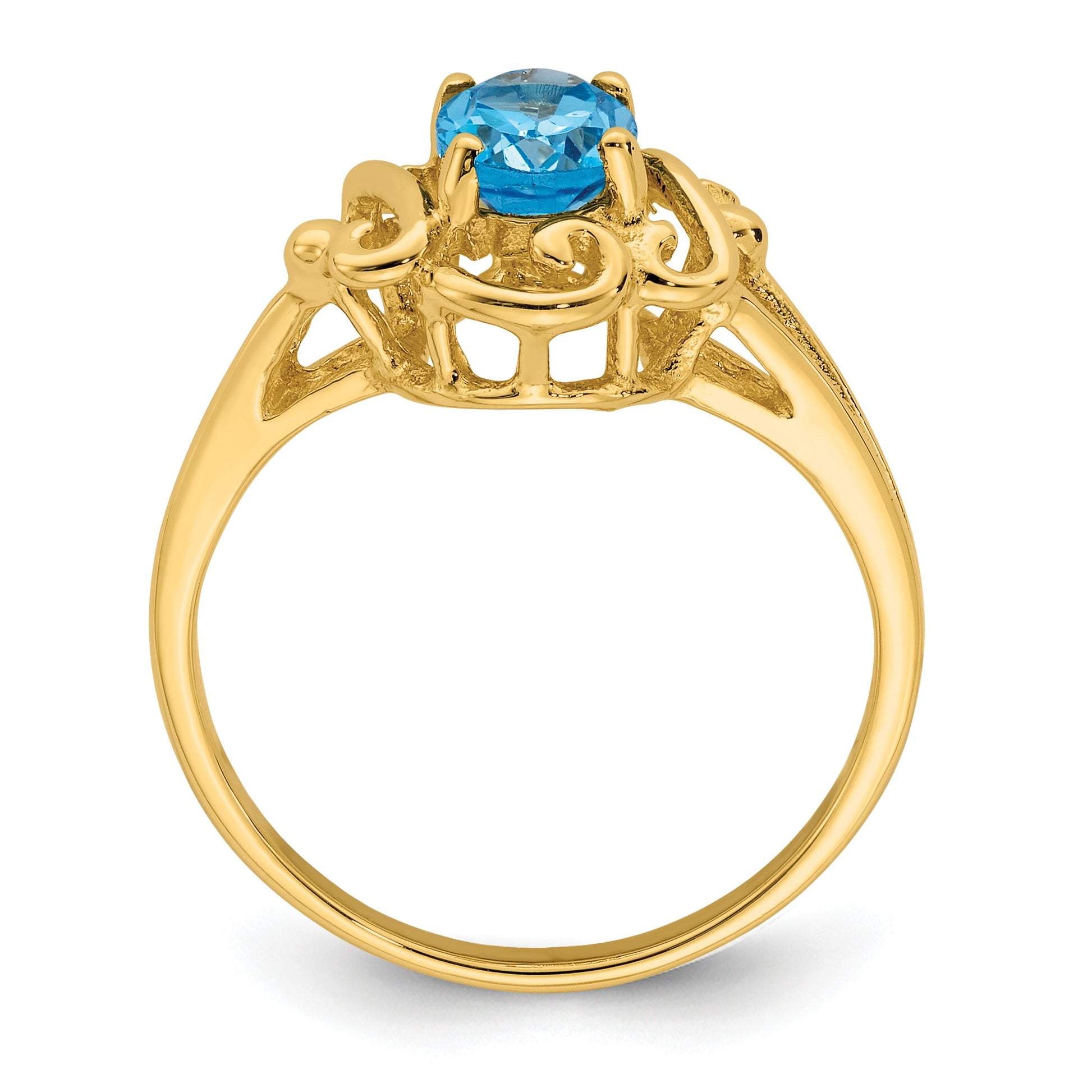 14k 7x5mm Oval Blue Topaz Ring