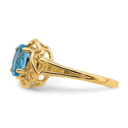 14k 7x5mm Oval Blue Topaz Ring