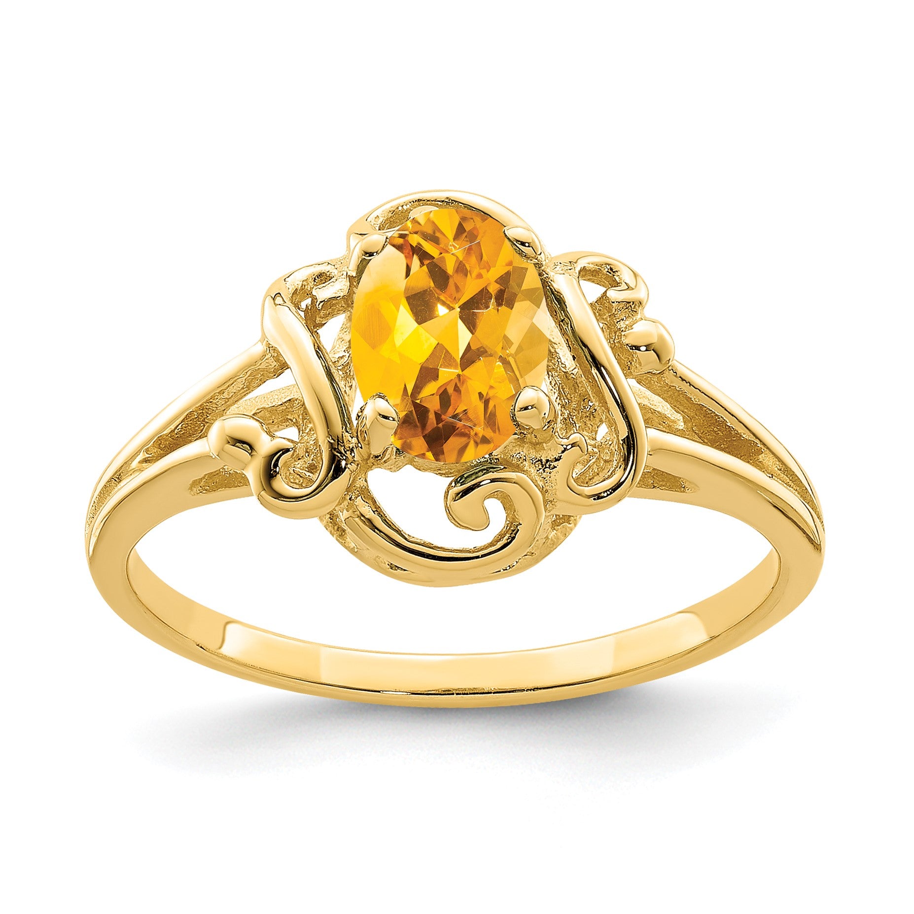 14k 7x5mm Oval Citrine Ring