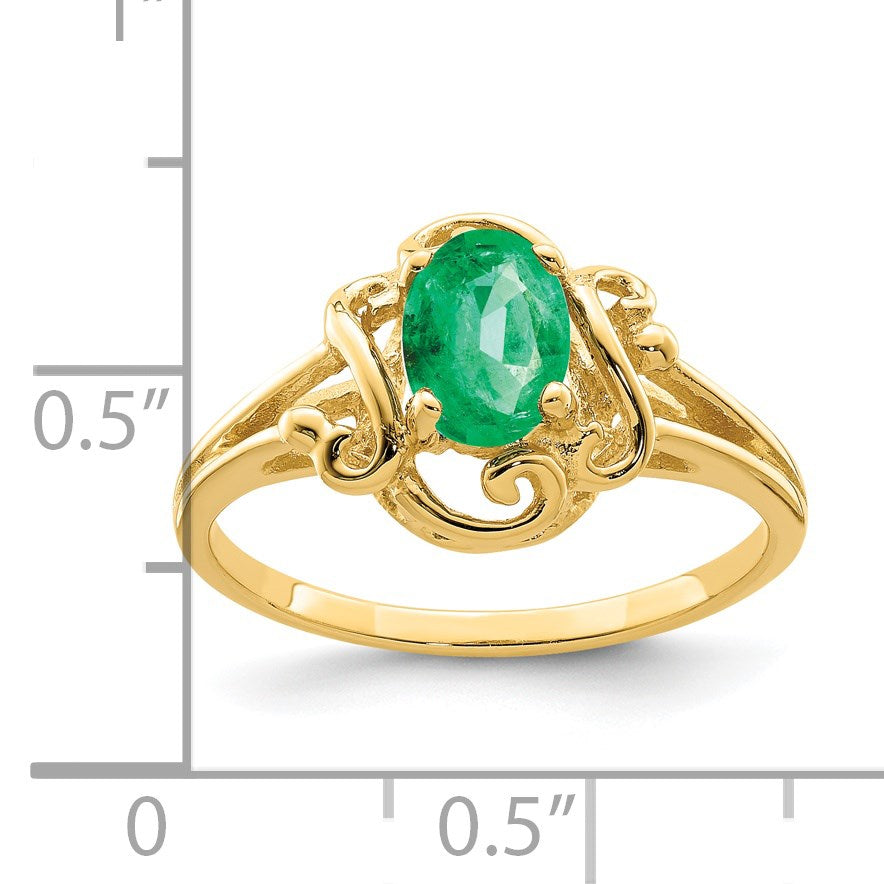 14k 7x5mm Oval Emerald Ring