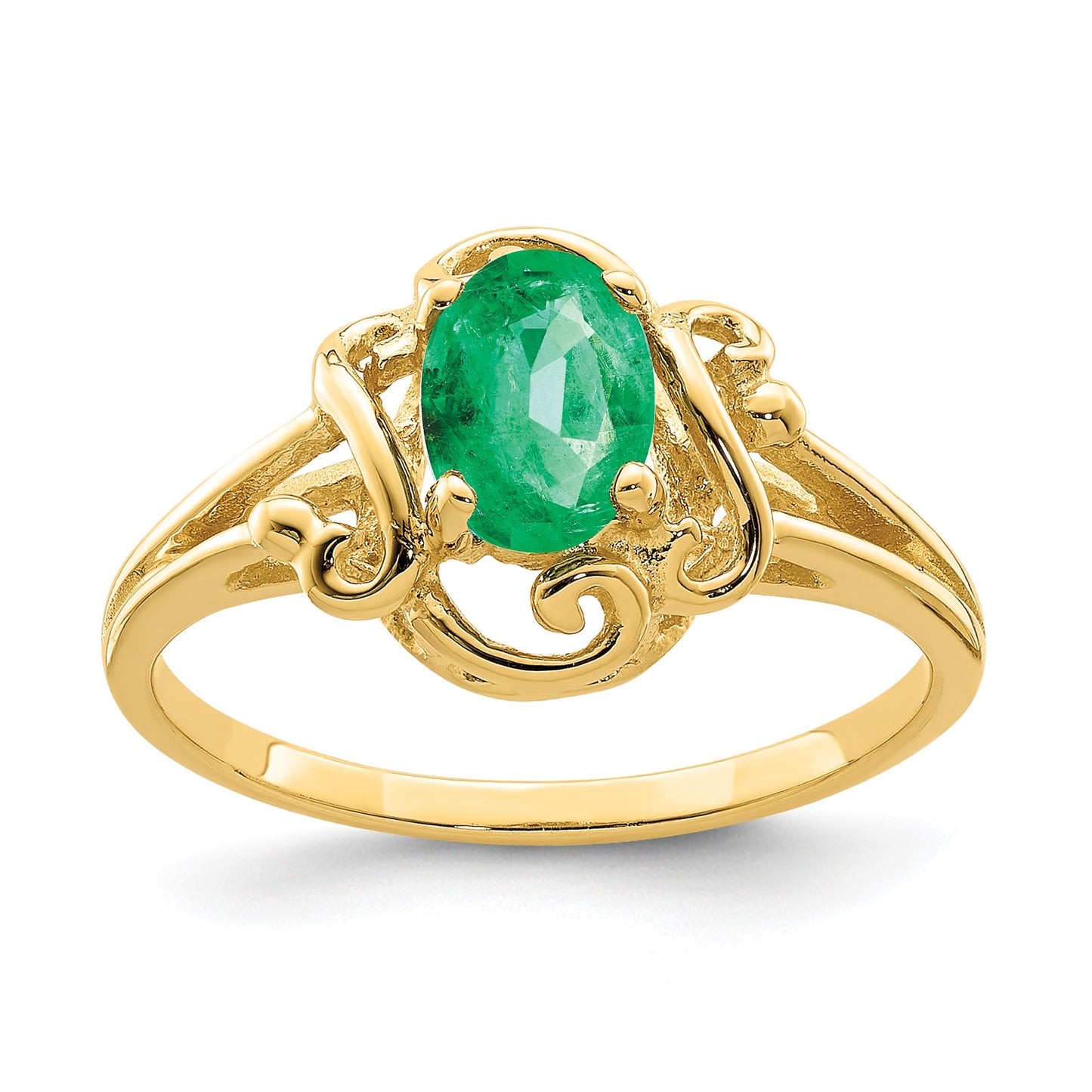14k 7x5mm Oval Emerald Ring