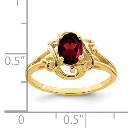 14k 7x5mm Oval Garnet Ring