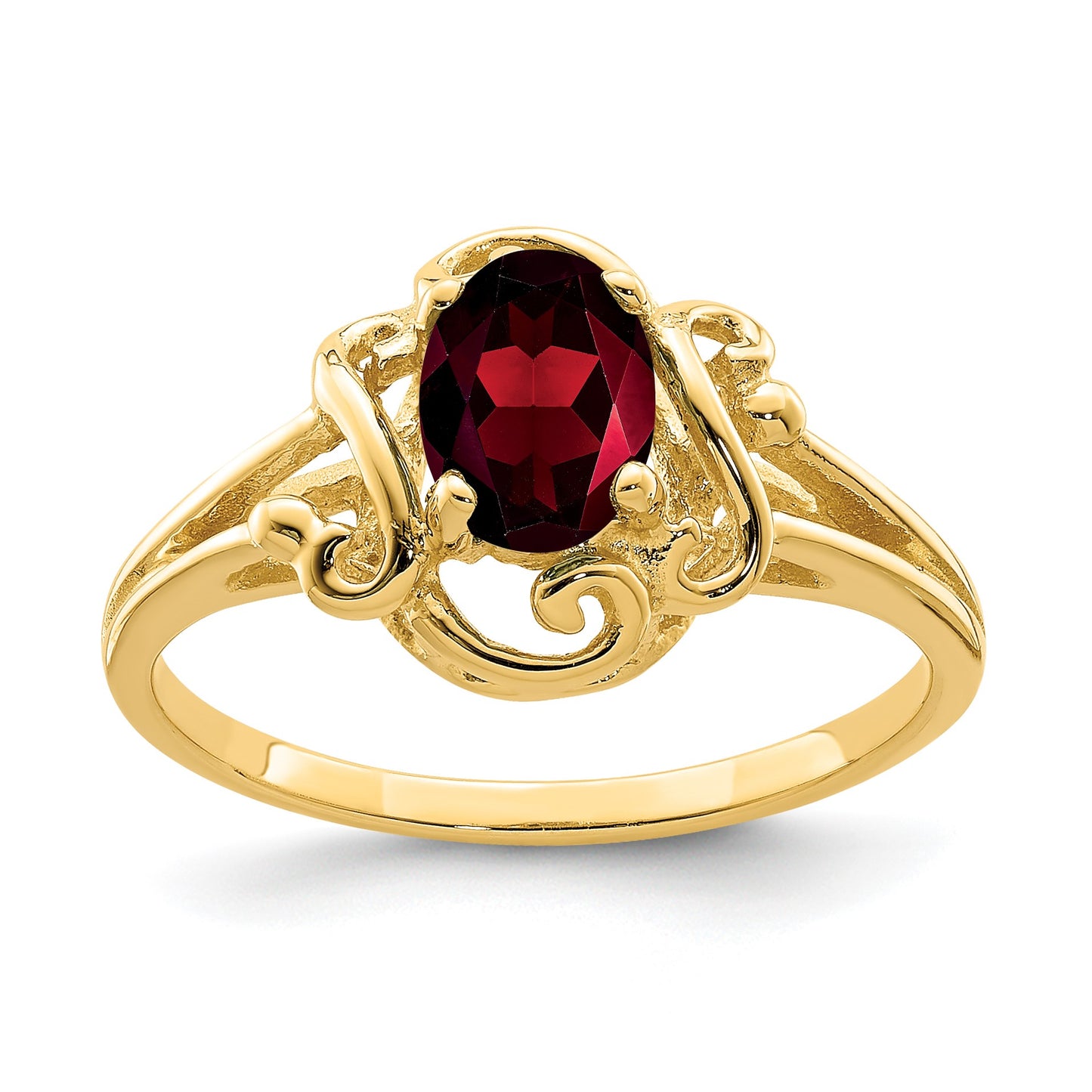 14k 7x5mm Oval Garnet Ring