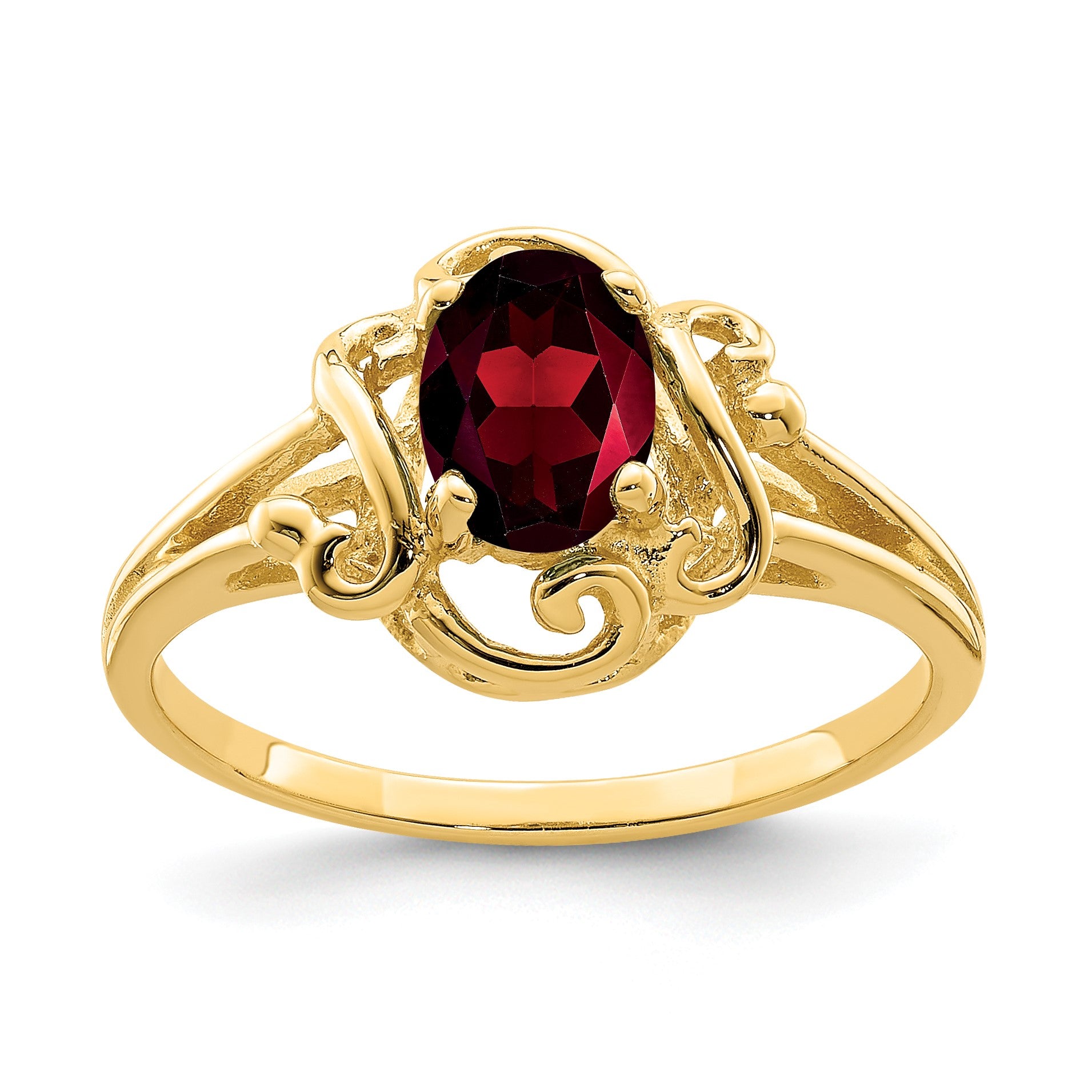 14k 7x5mm Oval Garnet Ring