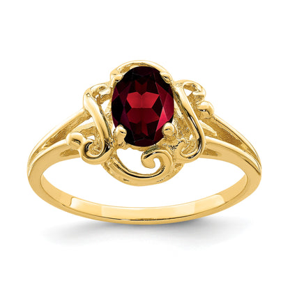 14k 7x5mm Oval Garnet Ring