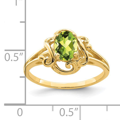 14k 7x5mm Oval Peridot Ring