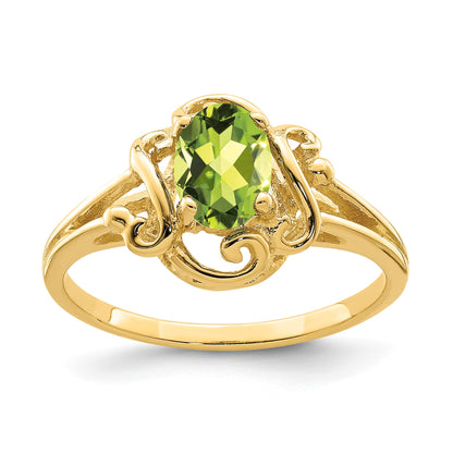 14k 7x5mm Oval Peridot Ring