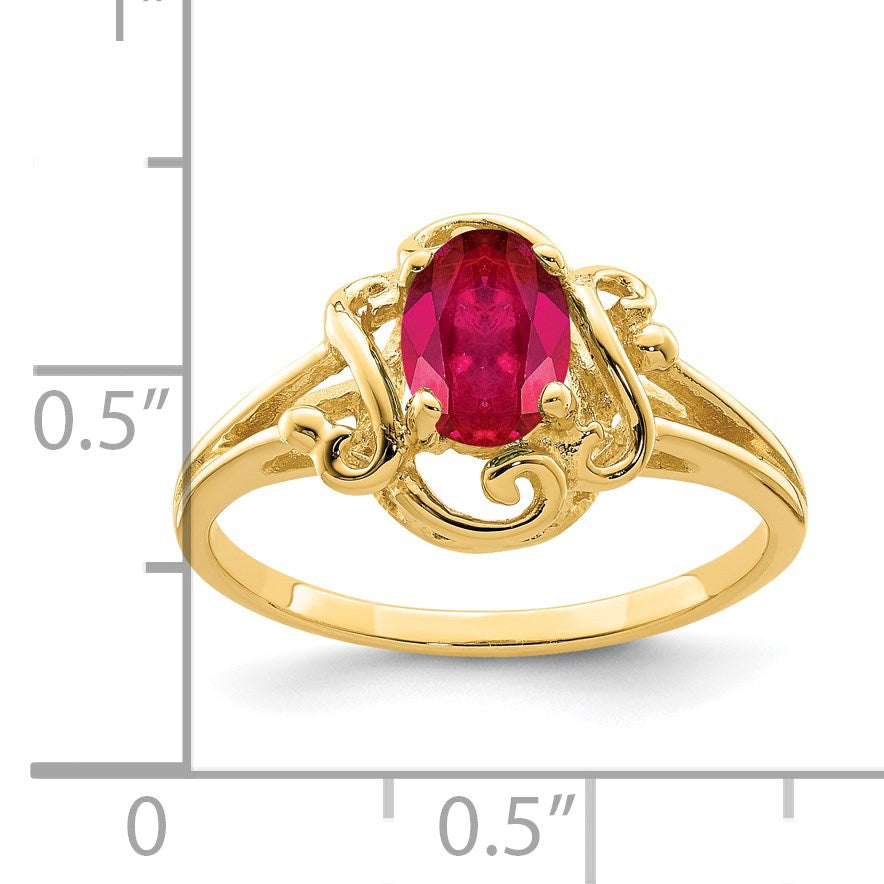 14k 7x5mm Oval Ruby Ring
