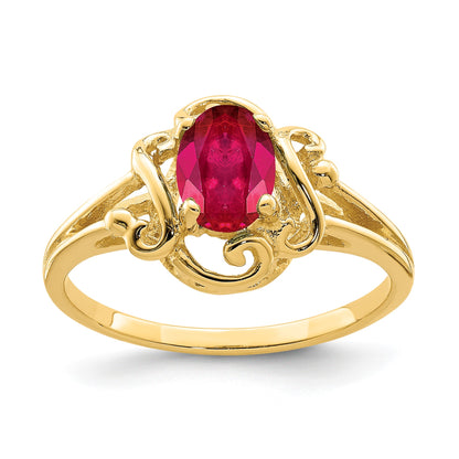 14k 7x5mm Oval Ruby Ring
