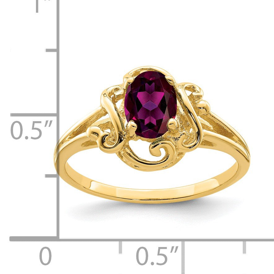 14k 7x5mm Oval Rhodolite Garnet Ring