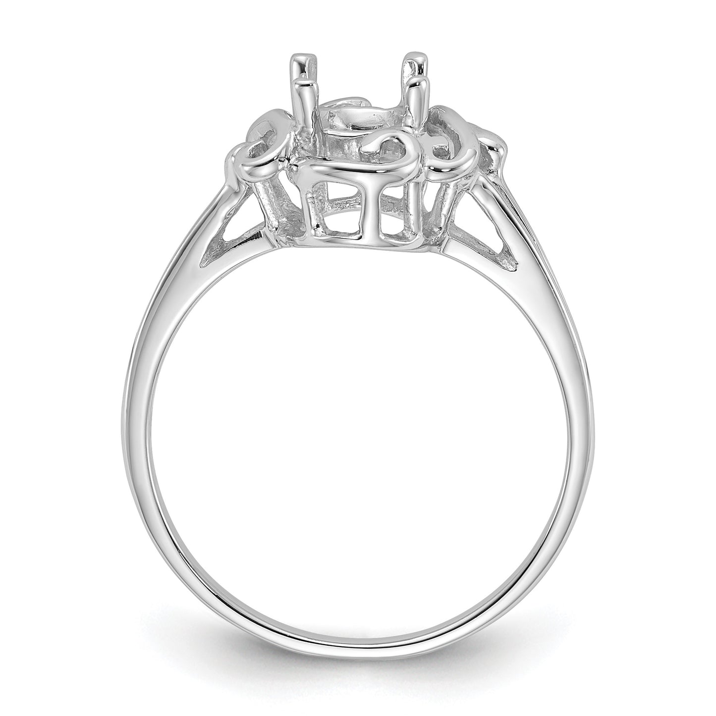 14k White Gold Polished Holds 7x5mm Oval Gemstone Ring Mounting