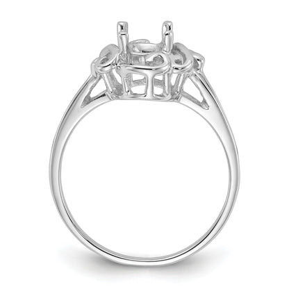 14k White Gold Polished Holds 7x5mm Oval Gemstone Ring Mounting