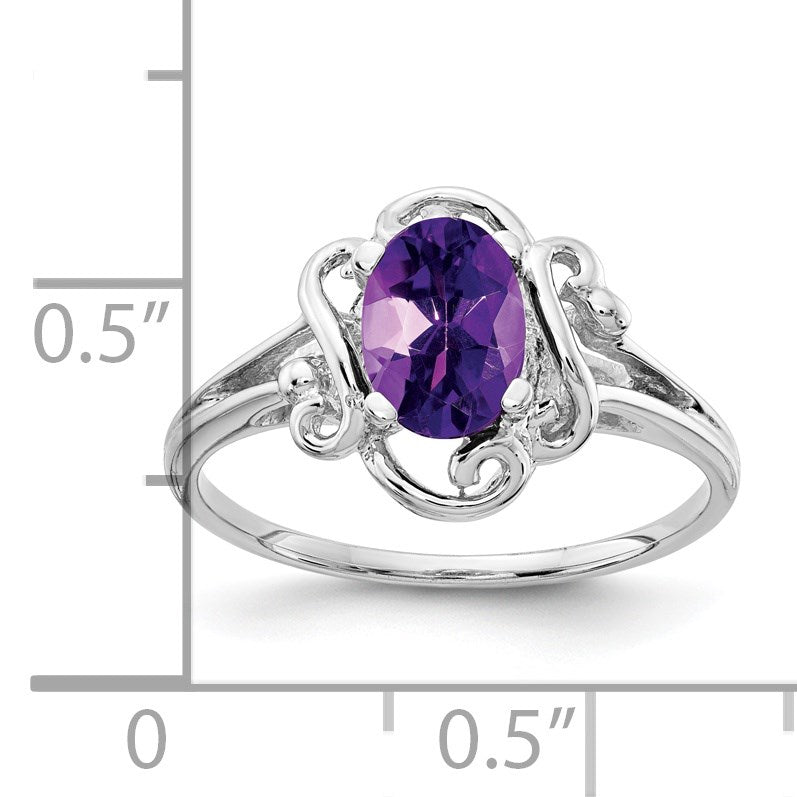 14k White Gold 7x5mm Oval Amethyst Ring