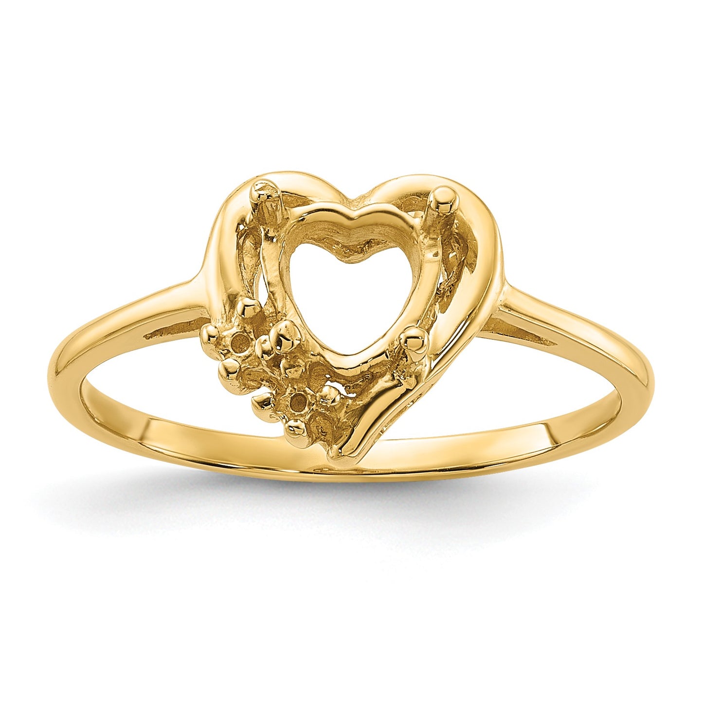 14k Polished Holds 2-1.5mm Round and 1-6mm Heart Gemstone Ring Mounting