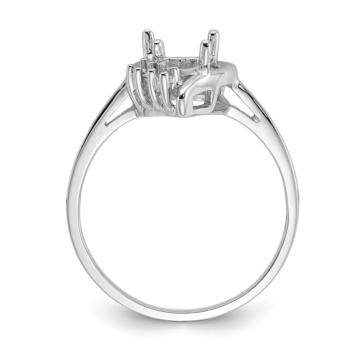 14k White Gold Polished Holds 2-1.5mm Round and 1-6mm Heart Gemstone Ring Mounting
