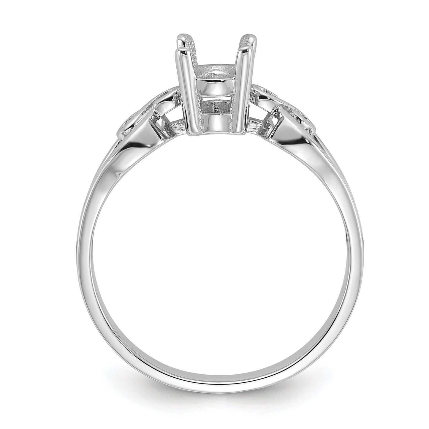 14k White Gold Polished Holds 7x5 Oval Gemstone Ring Mounting