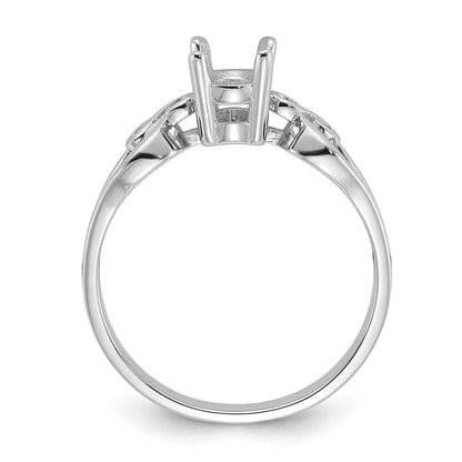 14k White Gold Polished Holds 7x5 Oval Gemstone Ring Mounting