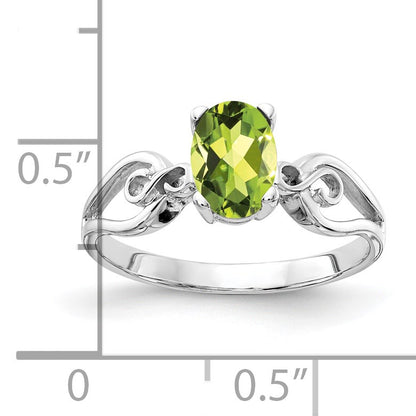 14k White Gold 8x6mm Oval Peridot ring
