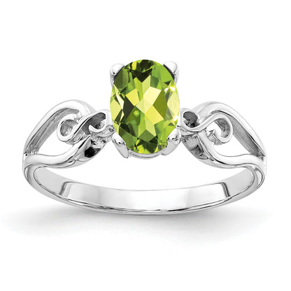 14k White Gold 8x6mm Oval Peridot ring