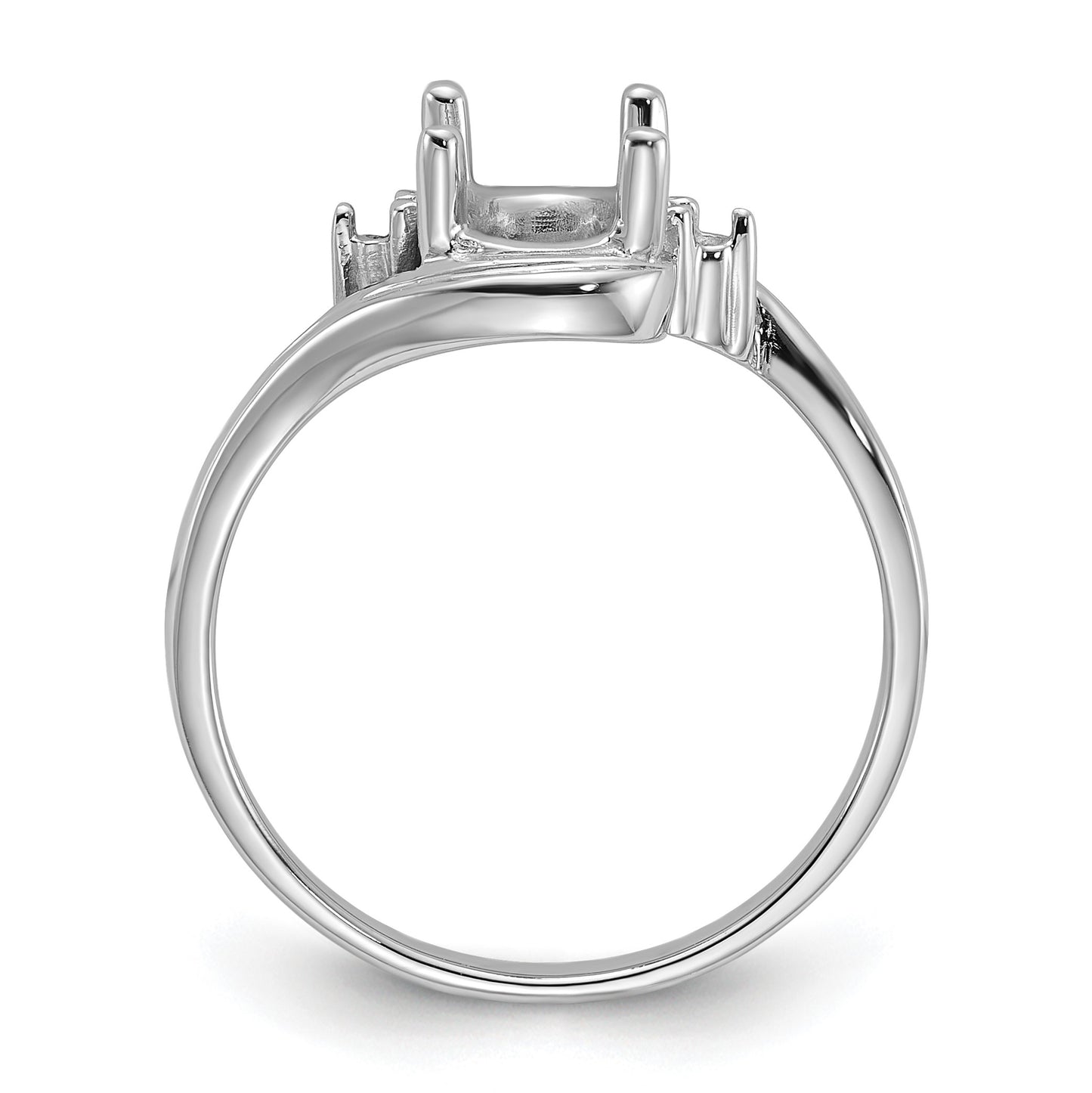 14k White Gold Holds 2-1.5mm Round and 1-8x6 Oval Gemstone Ring Mounting