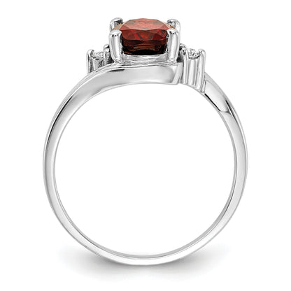 14k White Gold 8x6mm Oval Garnet and AA Diamond Ring