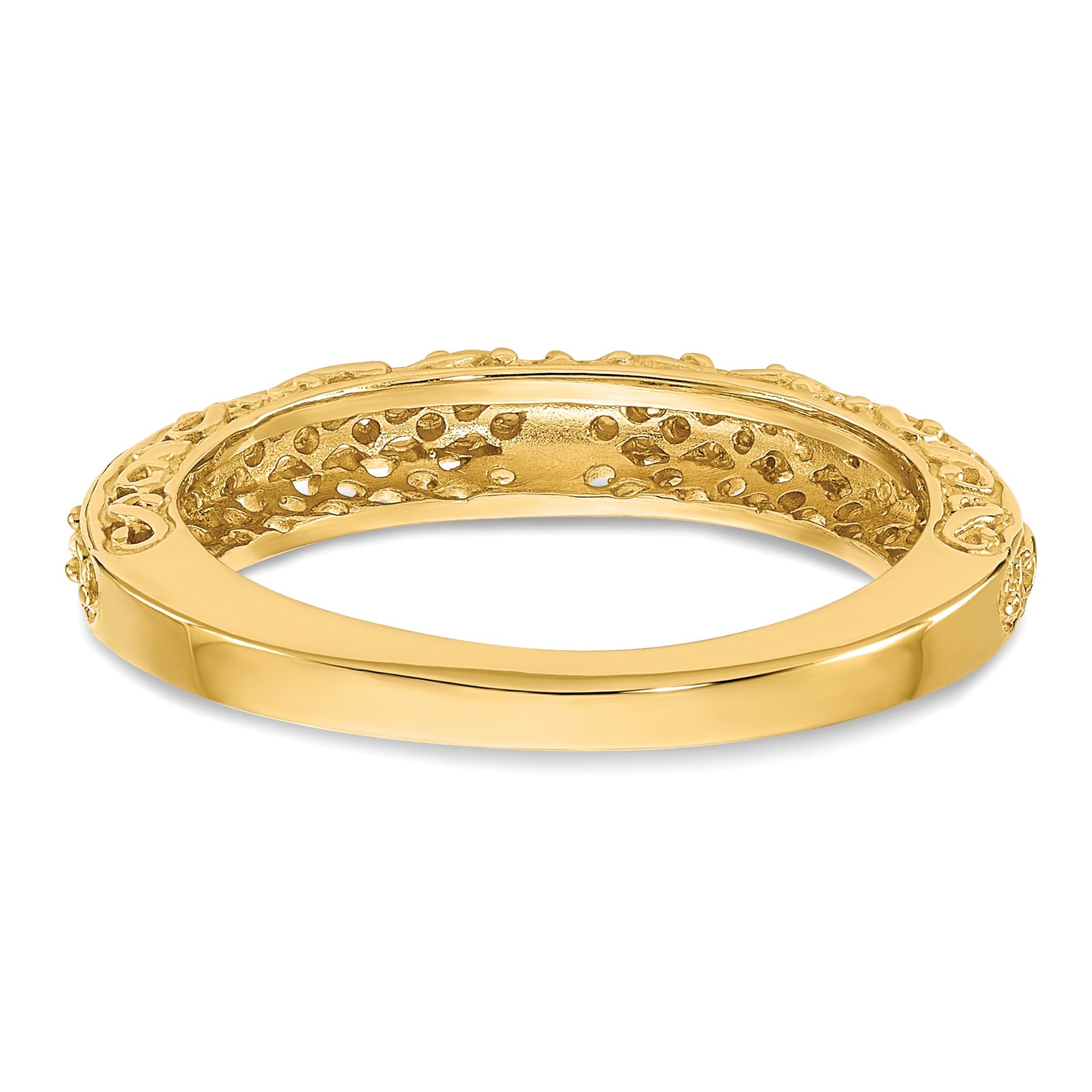 14k 3mm Filigree Wedding Band