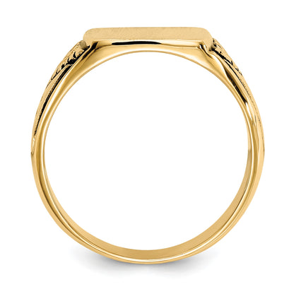 14k 11.5x11.0mm Square Closed Back Antiqued Signet Ring