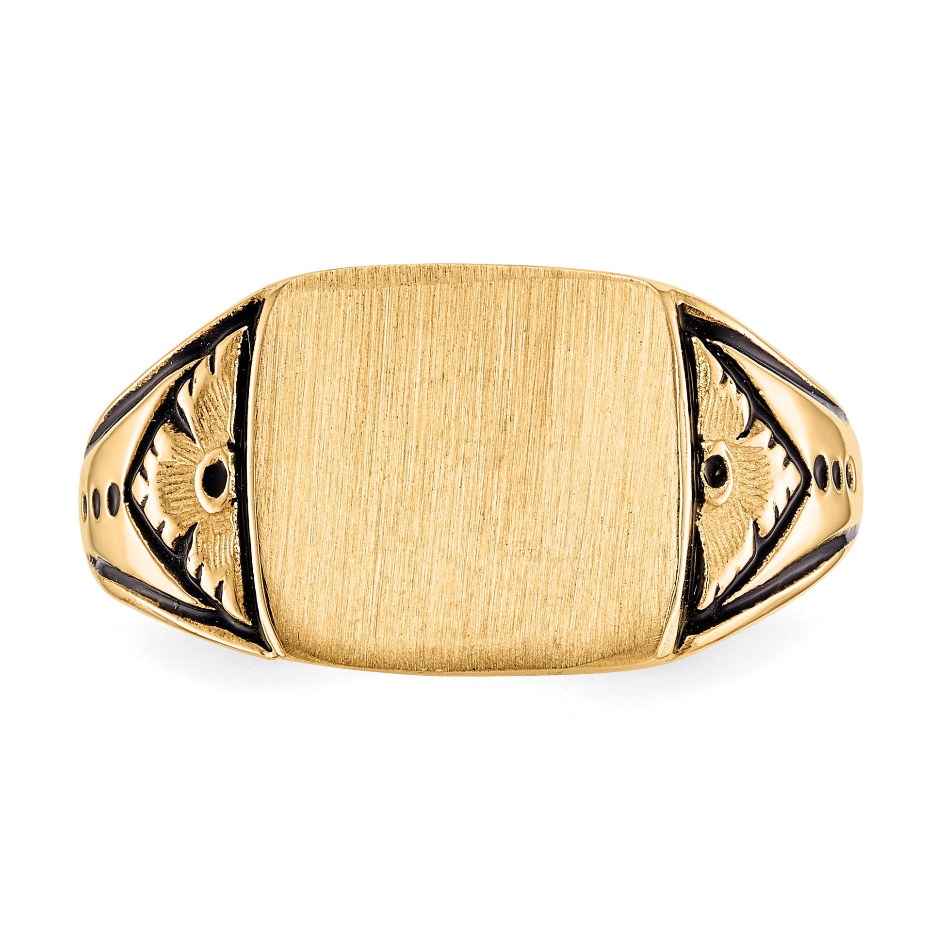 14k 11.5x11.0mm Square Closed Back Antiqued Signet Ring