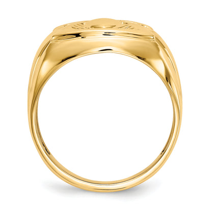 14k Mens AA Diamond and Onyx Claddagh Ring