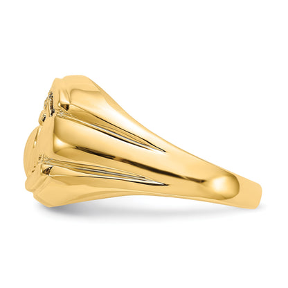14k Mens AA Diamond and Onyx Claddagh Ring