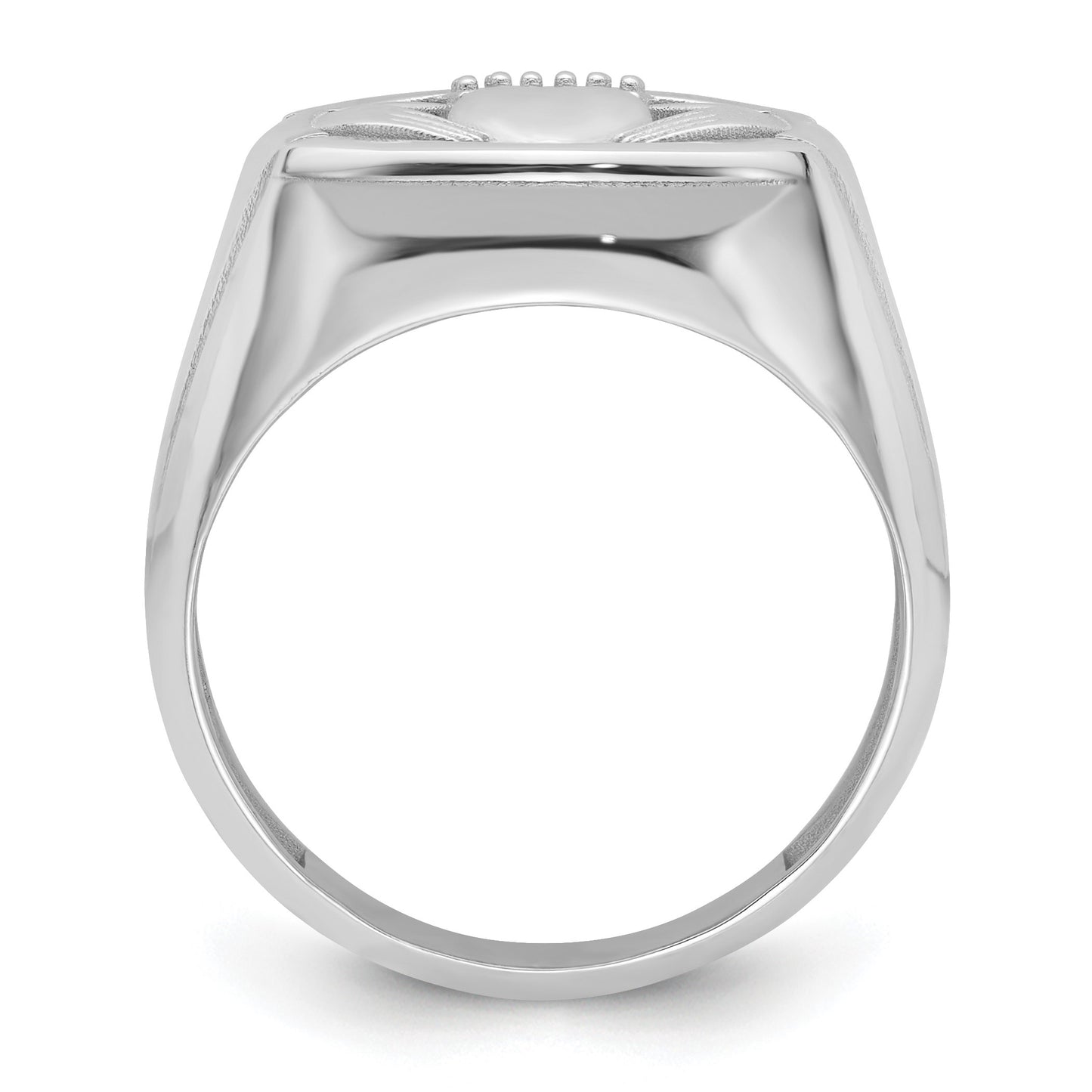 14k White Gold .01ct. Diamond and Onyx Mens Claddagh Ring Mounting