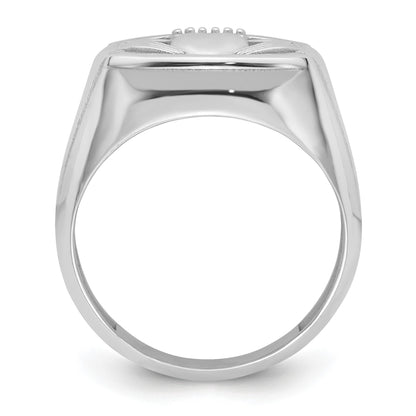 14k White Gold .01ct. Diamond and Onyx Mens Claddagh Ring Mounting