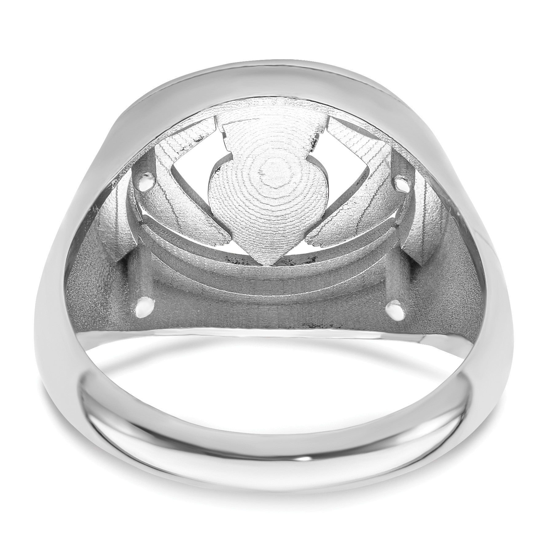 14k White Gold .01ct. Diamond and Onyx Mens Claddagh Ring Mounting