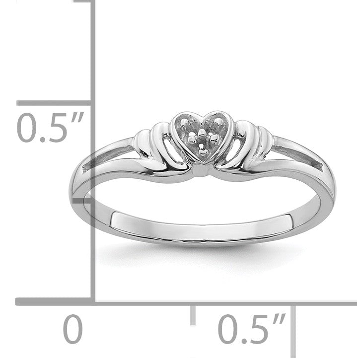 14k White Gold .03ct. Diamond Heart Ring Mounting