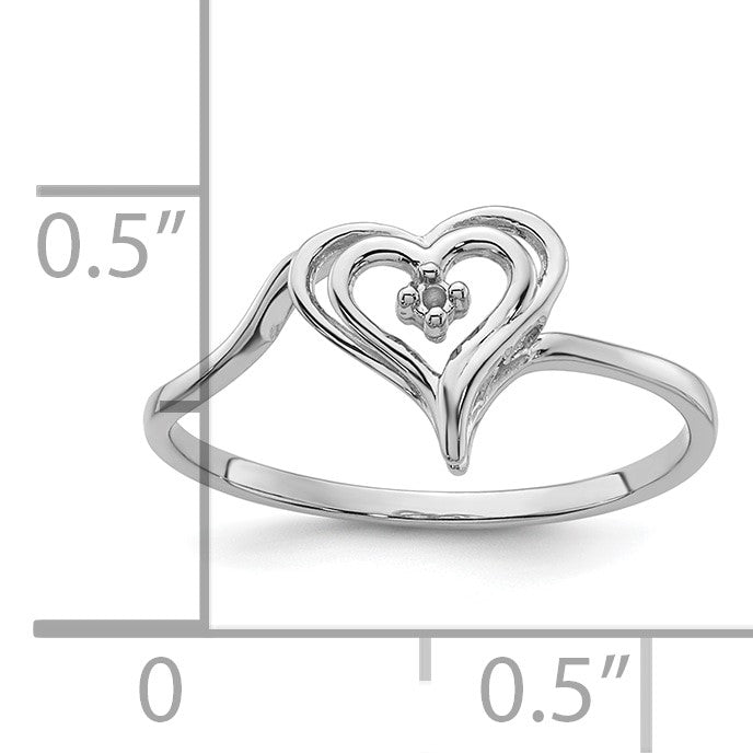 14k White Gold Heart Ring Mounting