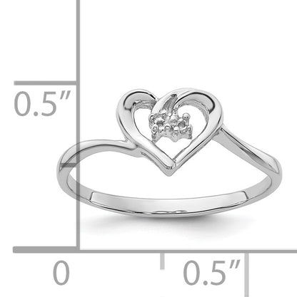 14k White Gold .02ct. Diamond Heart Ring Mounting