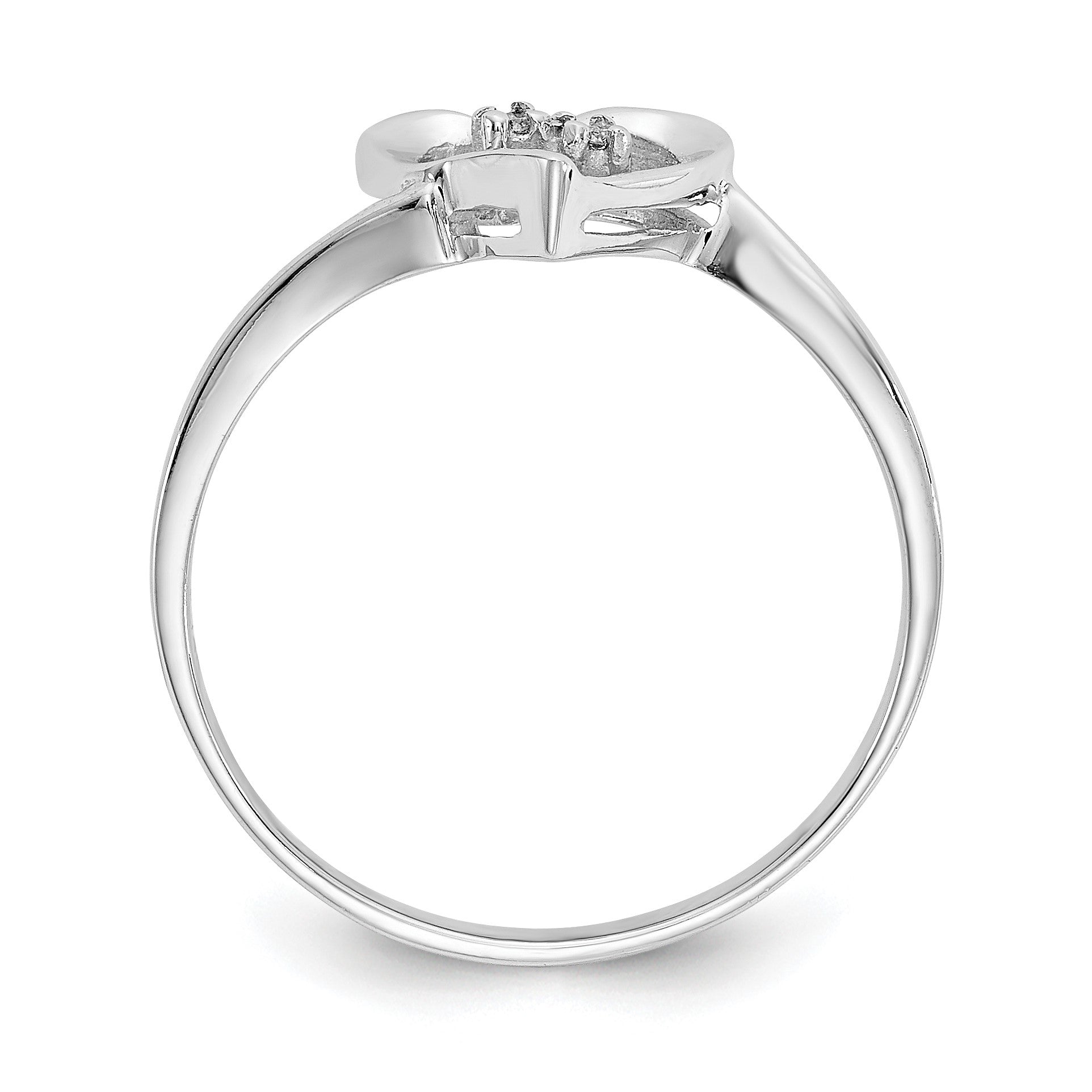 14k White Gold AA Diamond Heart Ring