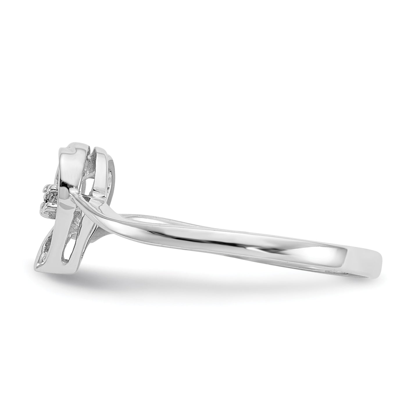 14k White Gold AA Diamond Heart Ring