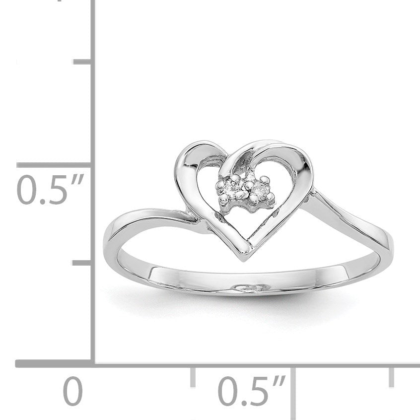 14k White Gold AA Diamond Heart Ring