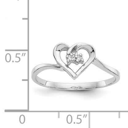 14k White Gold AA Diamond Heart Ring