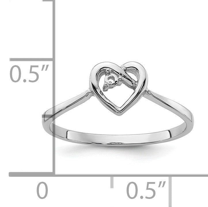 14k White Gold .02ct. Diamond Heart Ring Mounting