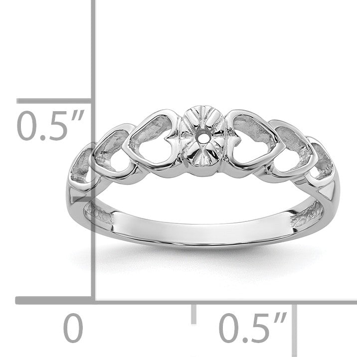 14k White Gold .02ct. Diamond Heart Ring Mounting