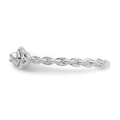 14k White Gold Polished AA Diamond Two Hearts Ring