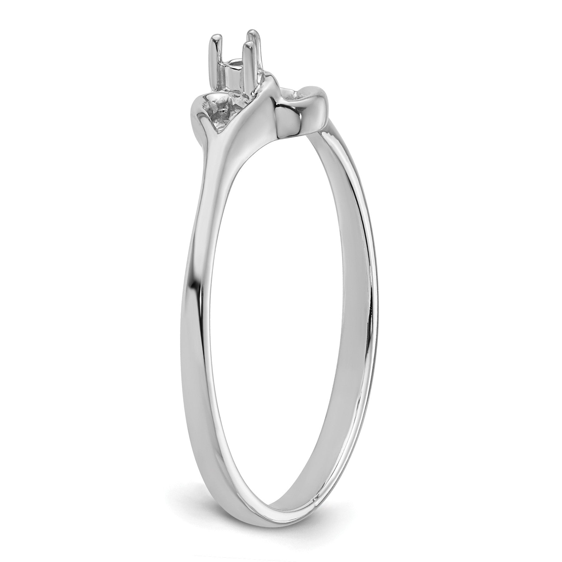 14k White Gold Heart Ring Mounting