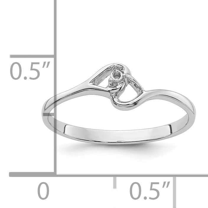 14k White Gold Heart Ring Mounting