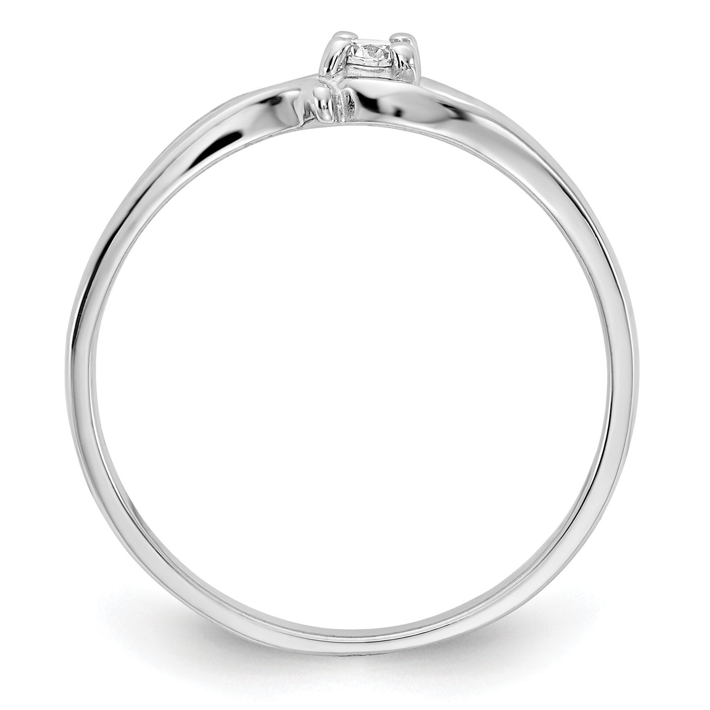 14k White Gold Polished AA Diamond Ring